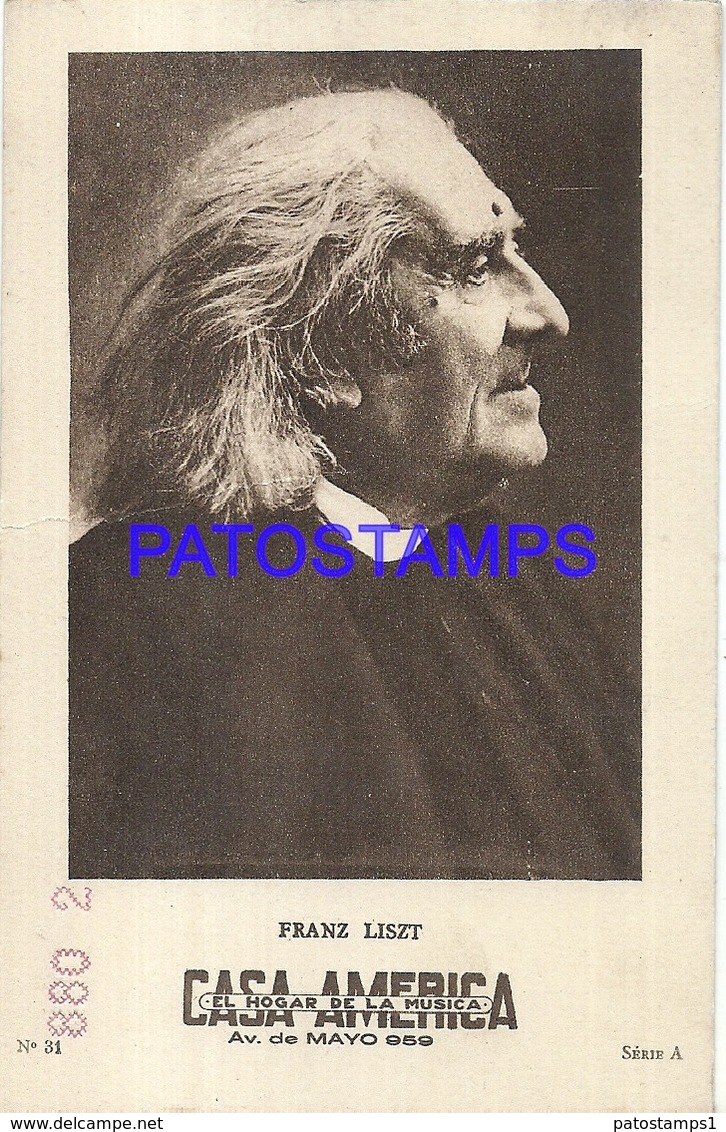 91007 PUBLICTY COMMERCIAL CASA AMERICA MUSIC BS AS ARTIST FRANZ LISZT COMPOSER PIANIST NO POSTAL POSTCARD - Werbepostkarten