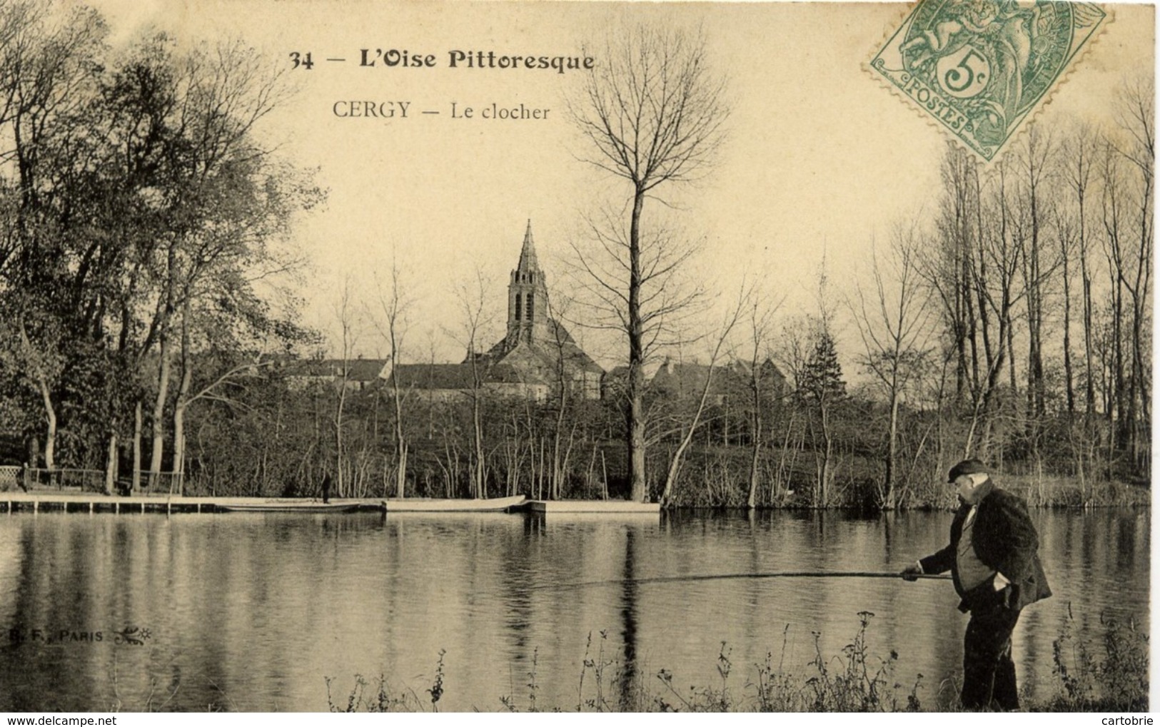 Dépt 95 - CERGY - Le Clocher - (pêcheur) - L'Oise Pittoresque - Cergy Pontoise