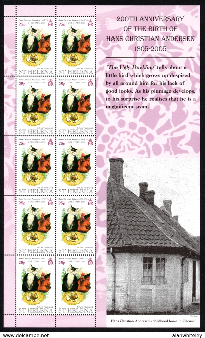 SAINT HELENA 2005 Christmas/Birth Bicentenary Of Hans Christian Andersen: Set Of 4 Sheets UM/MNH - Isola Di Sant'Elena