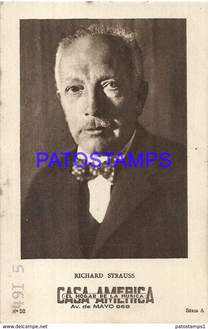 91014 PUBLICTY COMMERCIAL CASA AMERICA MUSICA BS AS ARTIST RICHARD STRAUSS COMPOSER & ORCHESTRA NO POSTAL POSTCARD - Advertising