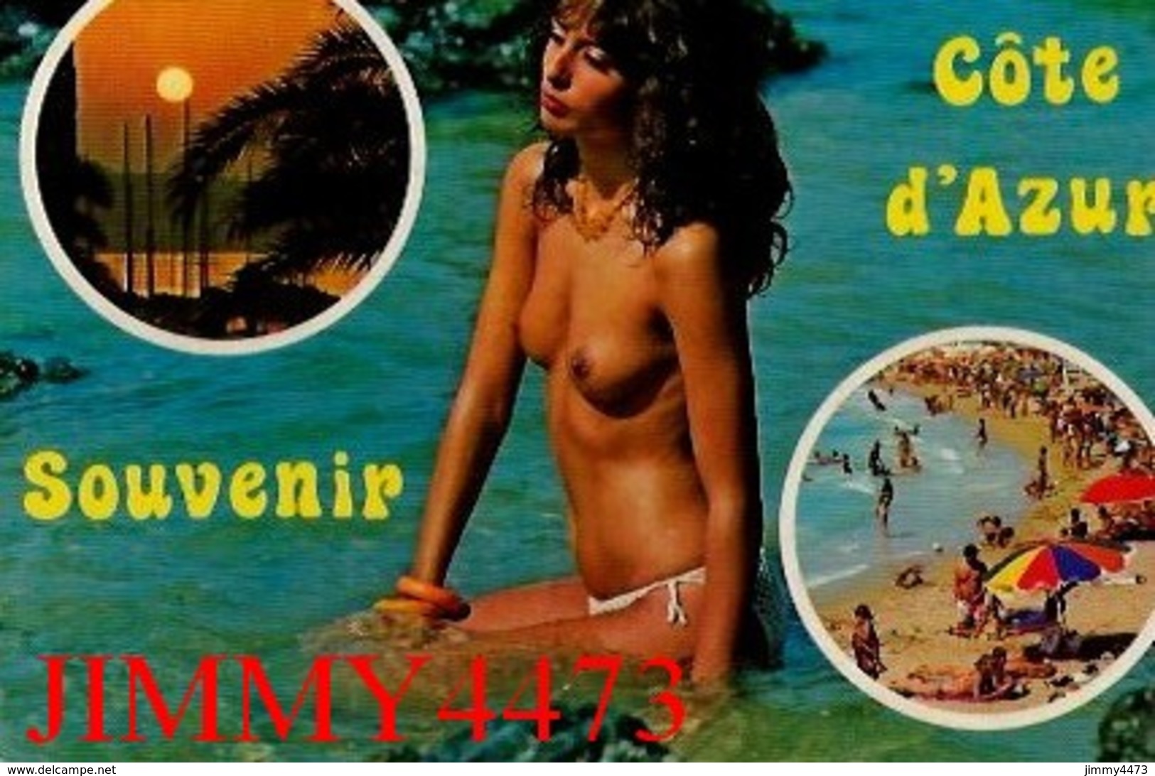 CPM - Une Belle Belle Jeune Fille Aux Seins Nus Dans La Mer En 1981 - Côte D' Azur - Scans Recto-Verso - Pin-Ups