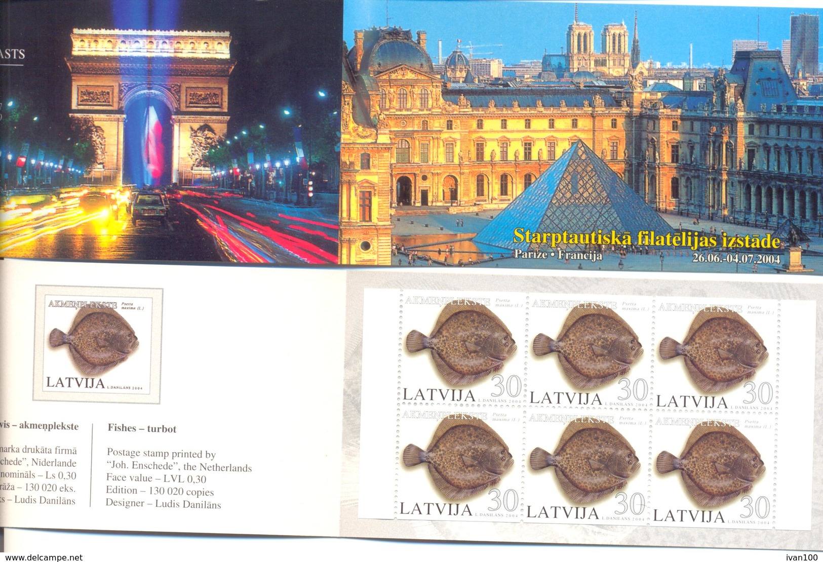 2004. Latvia, Stamp Fair "Paris 2004", Fish, Booklet, Mint/** - Lettland