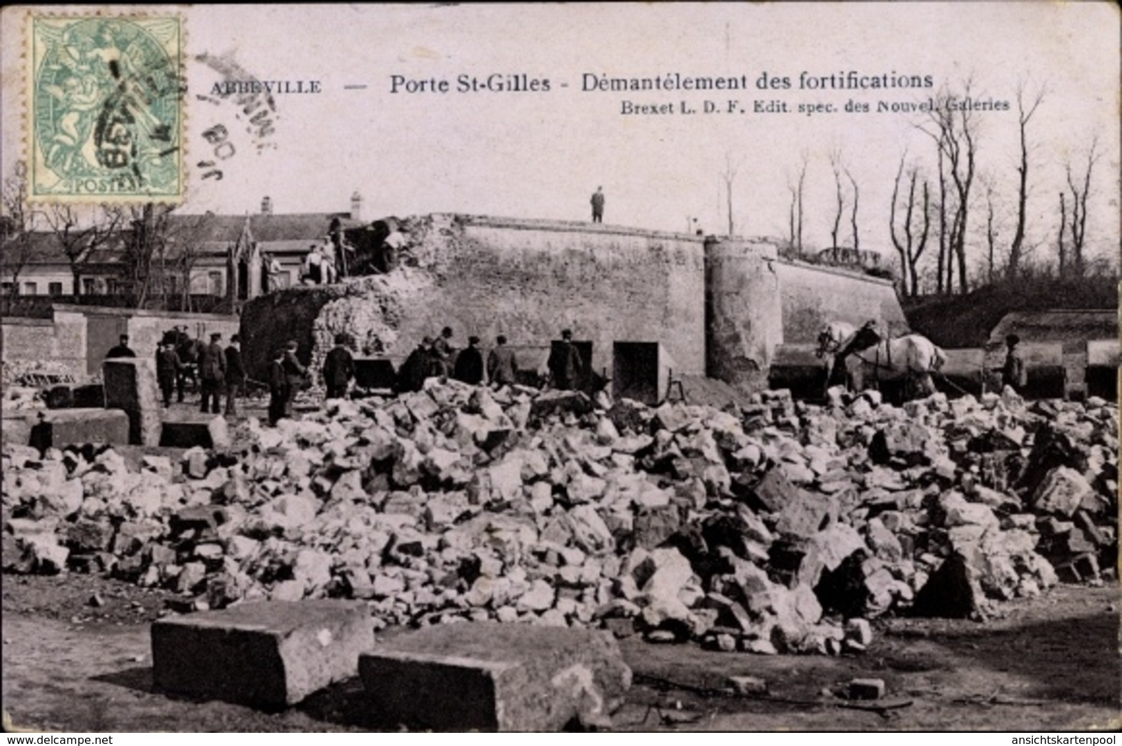 Cp Abbeville Porte St. Gilles Somme, Démantélement Des Fortifications, Festungsruine, Pferd - Autres & Non Classés