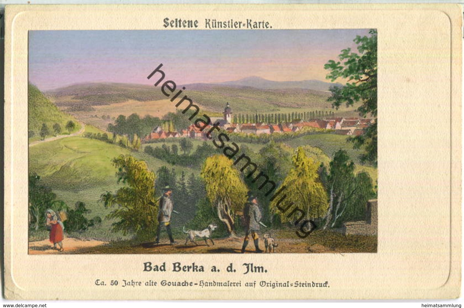 Bad Berka An Der Ilm - Postkarte Um 1900 - Künstlerkarte Ca. 50 Jahre Alte Gouache-Handmalerei Auf Original-Steindruck - Bad Berka