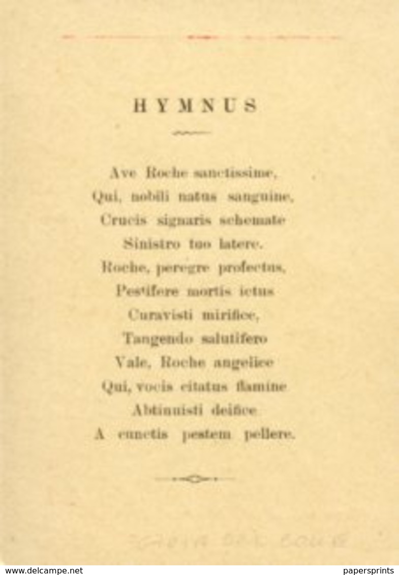 Gioia Del Colle BA - Santino Antico Grande SAN ROCCO (con Himnus In Latino) - OTTIMO N100 - Religione & Esoterismo