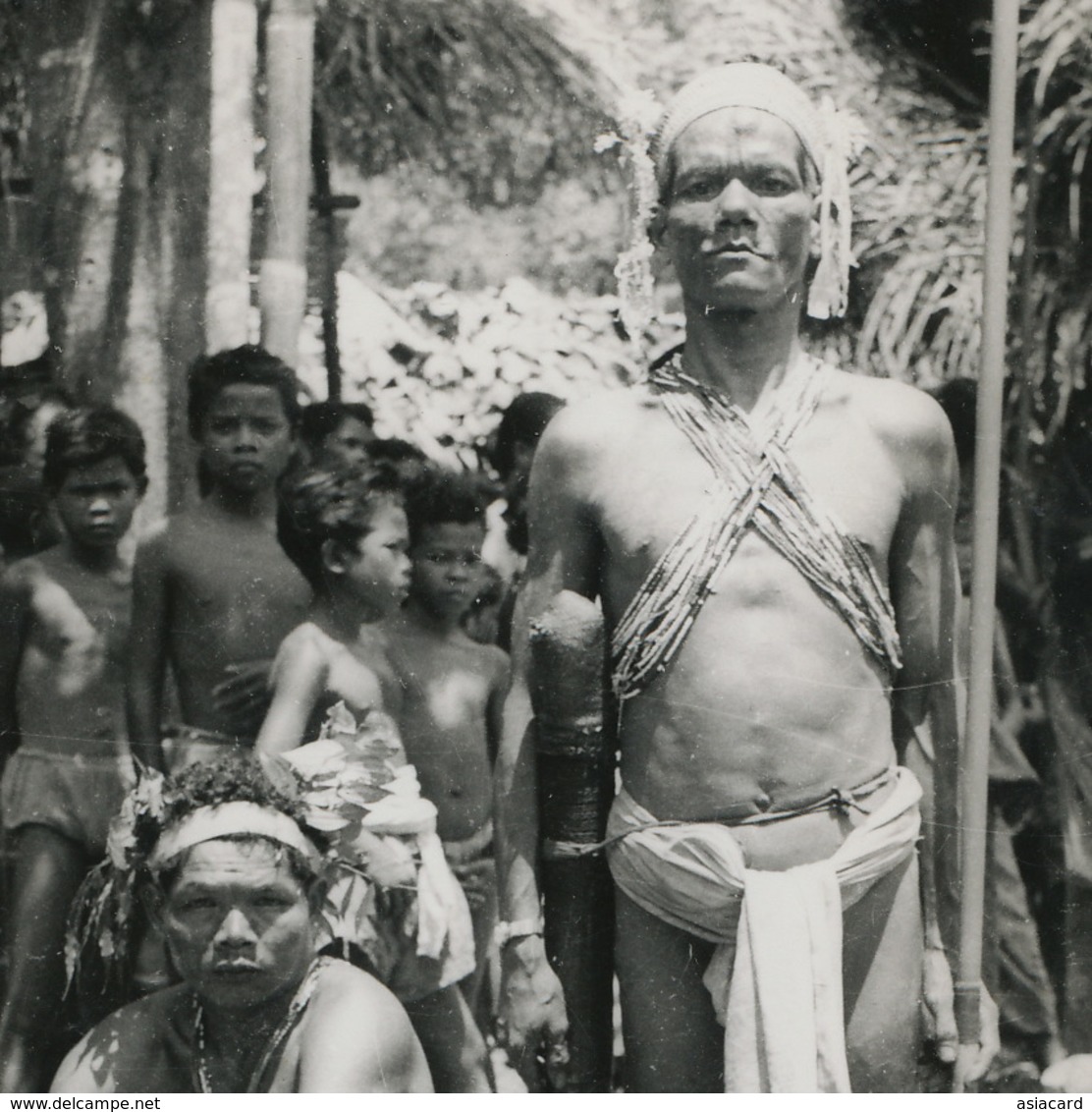 Real Photo Tribe Chief  With Blow Pipe  Facial Tattoo - Malaysia