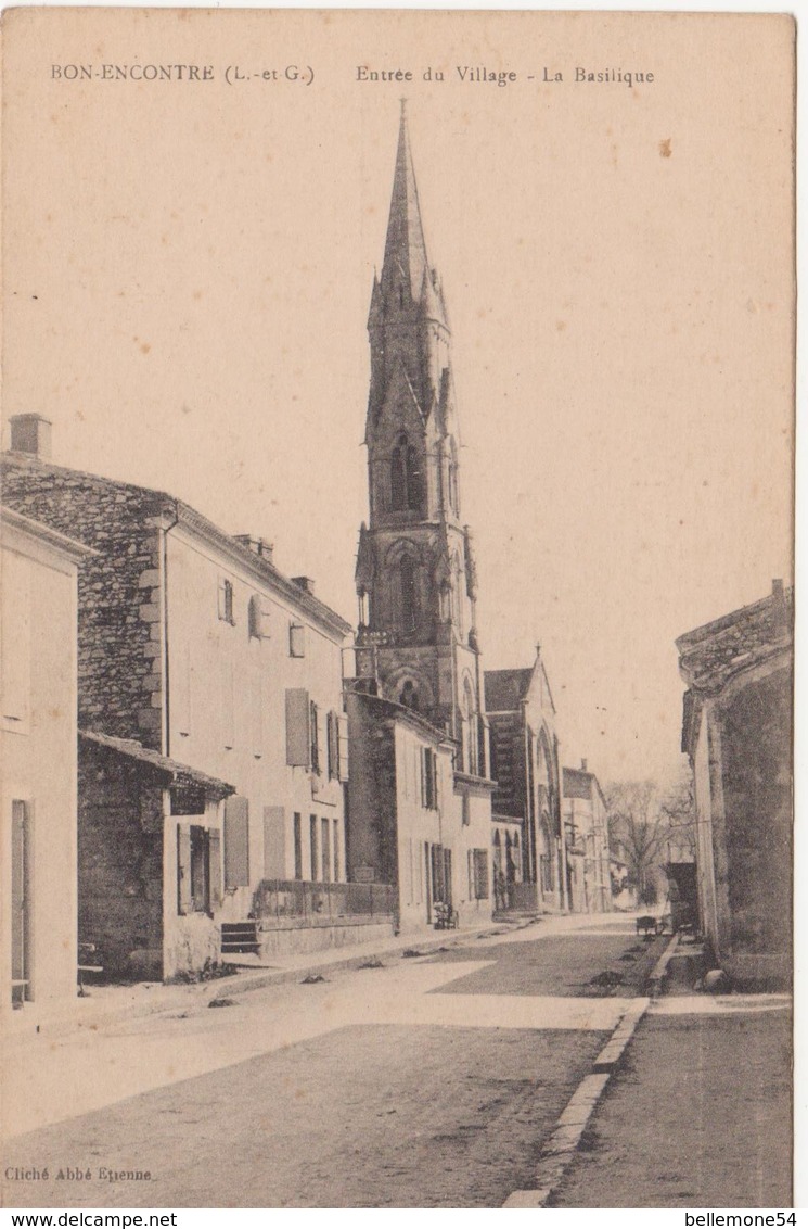 Cpa Dept 47 -  Bon-encontre - Entrée Du Village La Basilique - Bon Encontre