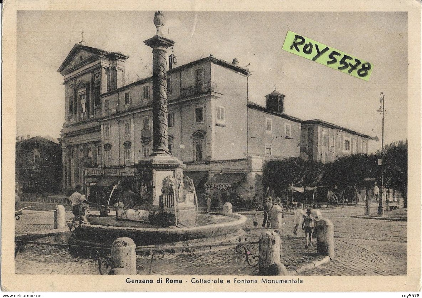 Lazio-roma-genzano Di Roma Cattedrale Fontana Monumentale Veduta Bella Animata Anni 40 - Altri & Non Classificati