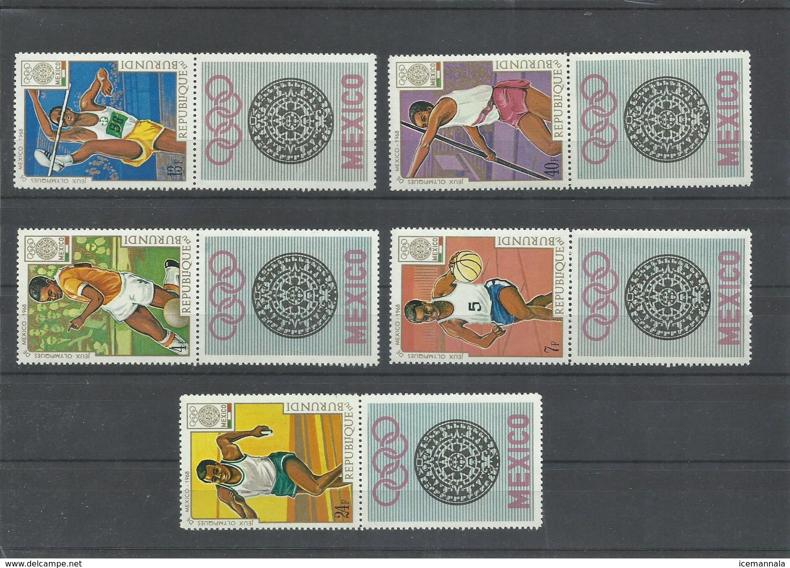 BURUNDI   YVERT   294/98    MNH  ** - Verano 1968: México