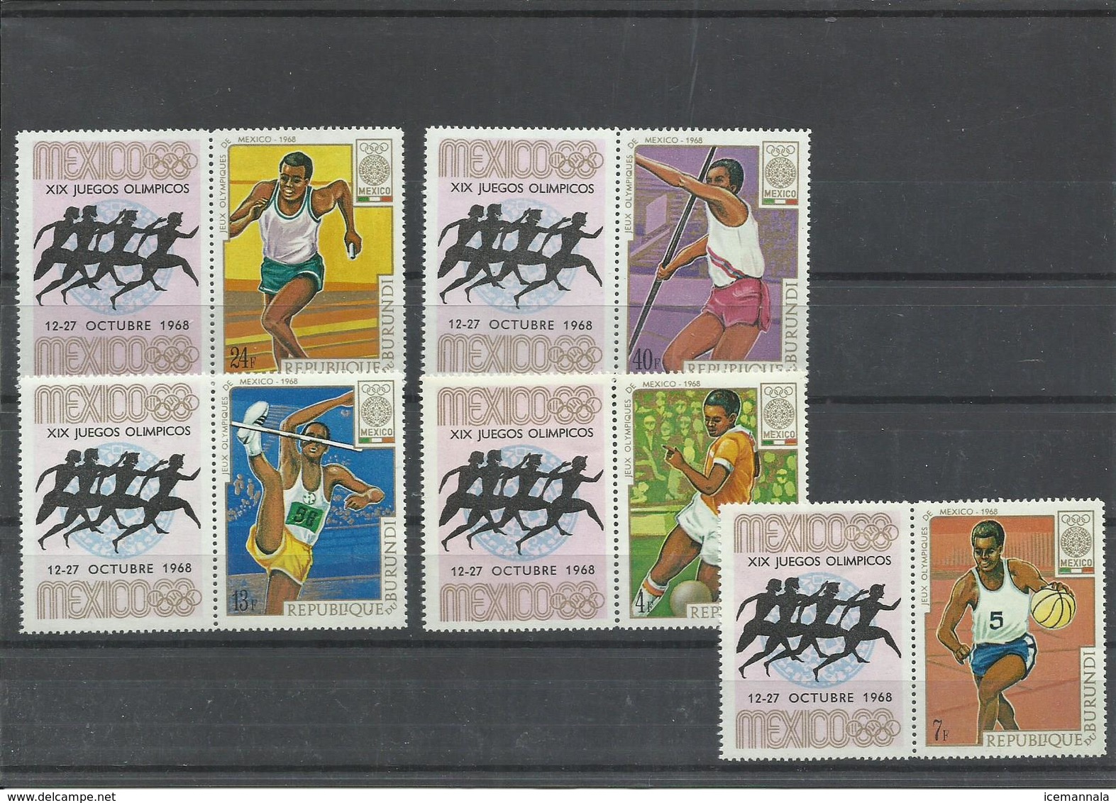 BURUNDI   YVERT   294/98    MNH  ** - Verano 1968: México