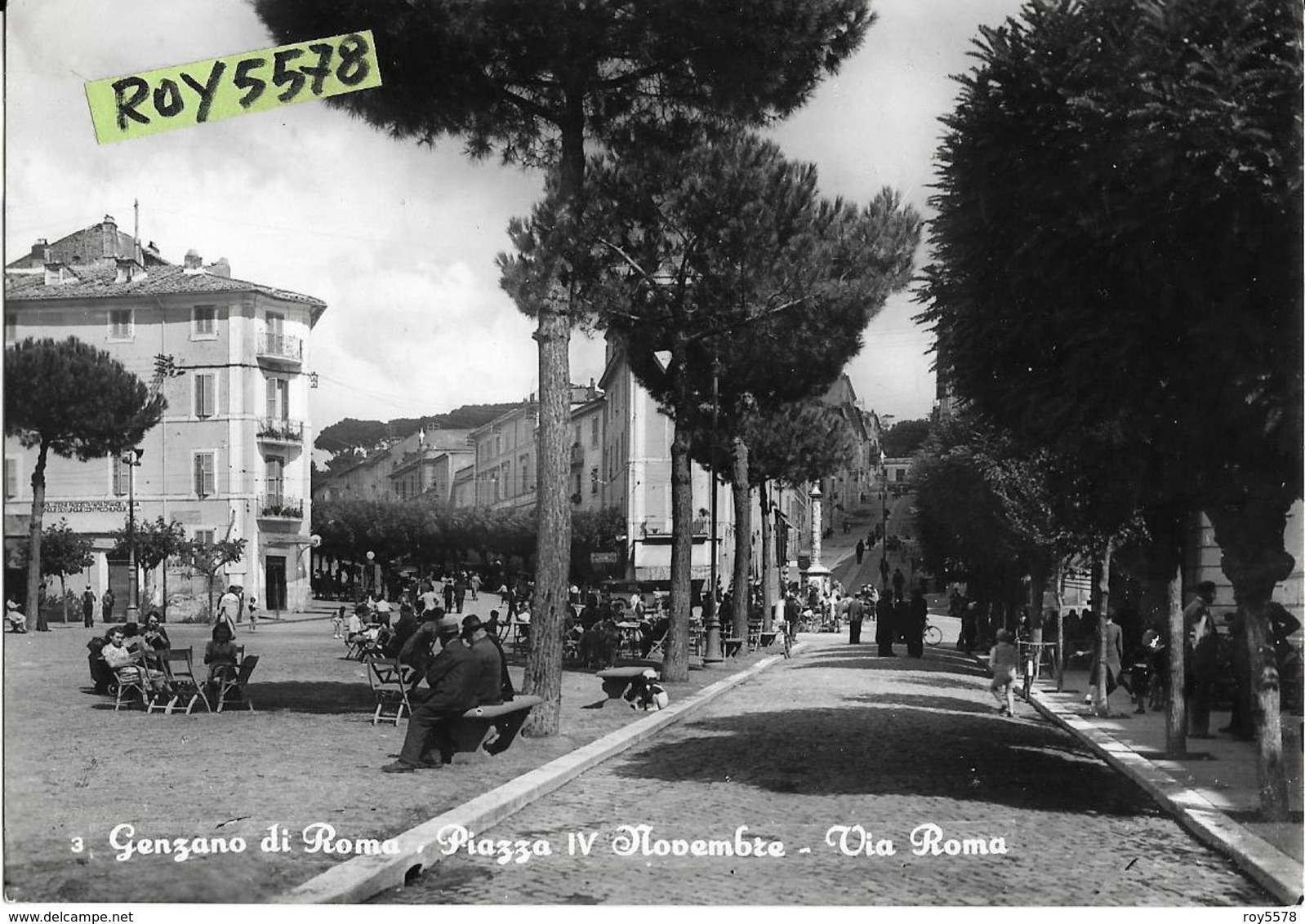 Lazio-roma-genzano Di Roma Piazza IV Novembre Via Roma Bella Veduta Animatissima Anni 50 - Altri & Non Classificati