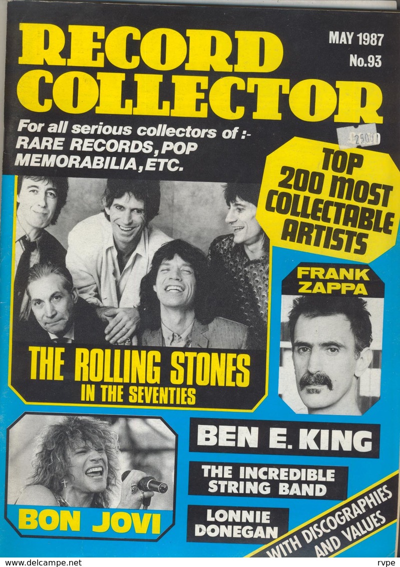 ROLLING STONES , Bon Jovi   ETC ....REVUE ANGLAISE RECORD COLLECTOR N° 93 DEmai - Objets Dérivés