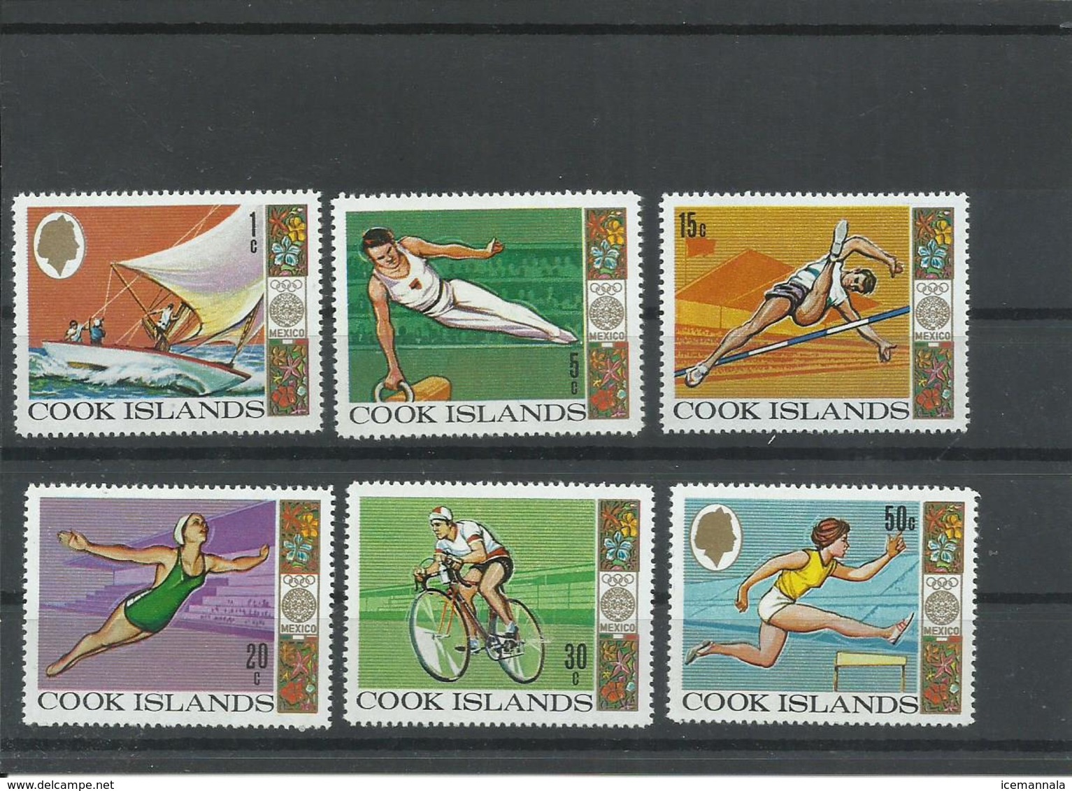 COOK  YVERT  186/91   MNH  ** - Verano 1968: México