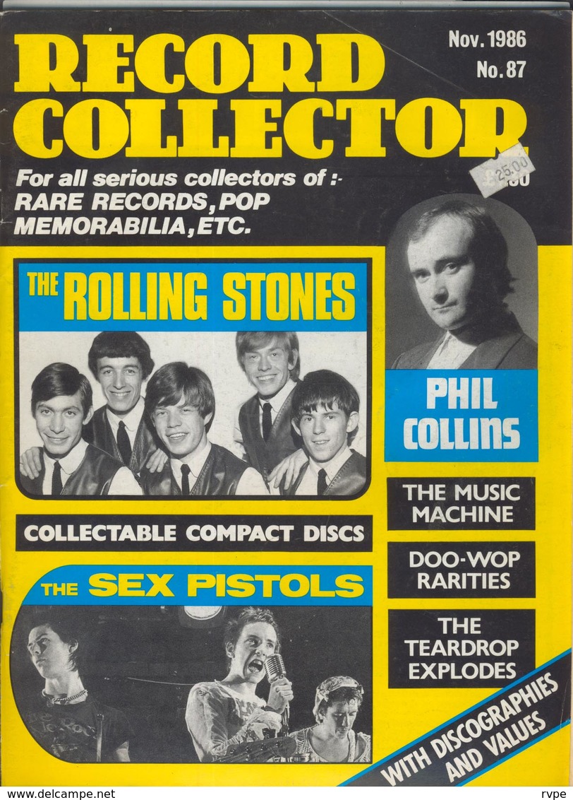 ROLLING STONES  , Phils Collins   ETC ....REVUE ANGLAISE RECORD COLLECTOR N° 87  De 1986 - Objets Dérivés