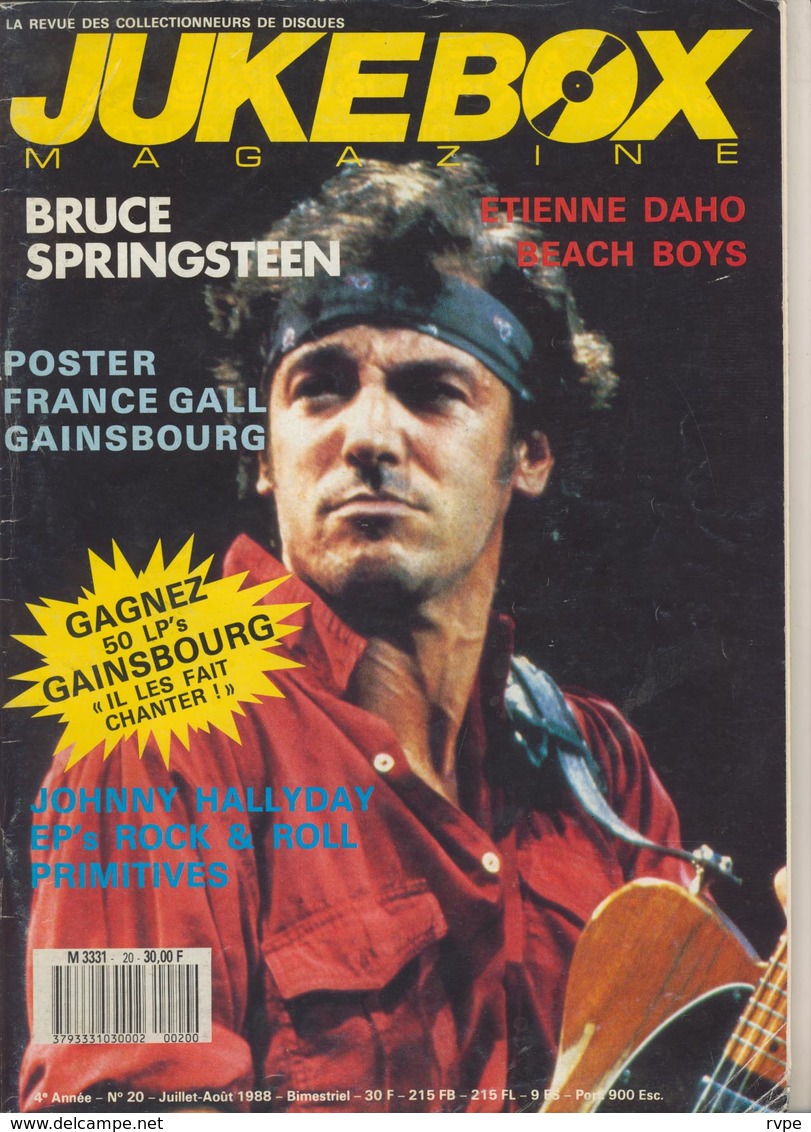 Magazine JUKEBOX  N ° 20  De 1988 :  BRUCE SPRINGSTEEN , FRANCE GALL ,   , Etc .................. - Objets Dérivés