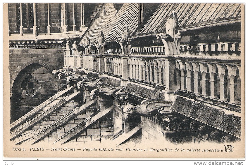 ***  75  ***   PARIS Notre Dame Façade Intégrale Sud Pinacles Et Gargouilles De La Galerie Extérieure RARE - TTB Neuve - Notre Dame De Paris