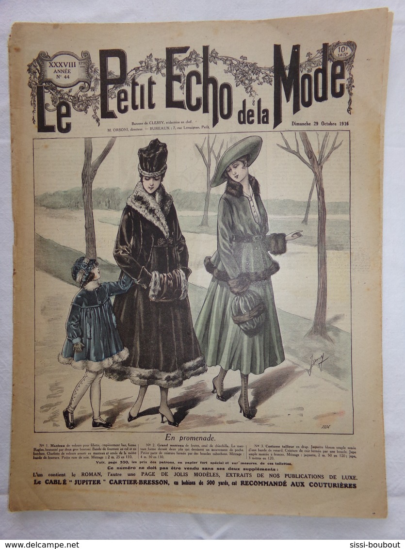 "Le Petit Echo De La Mode" Numéro: 44 De L'Année: 1916 - Mode - Modèles - Culture - Culinaire - Mode