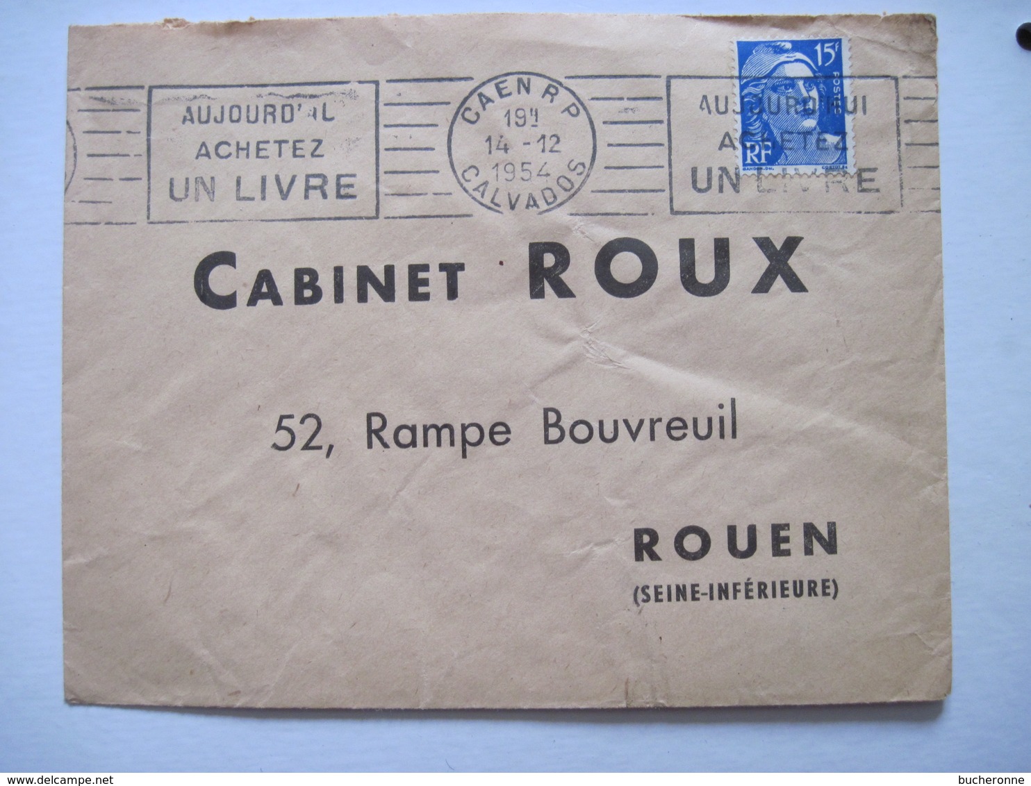 1954 CABINET ROUX 52 Rampe Bouvreuil ROUEN (Seine Inférieur) - 1921-1960: Période Moderne