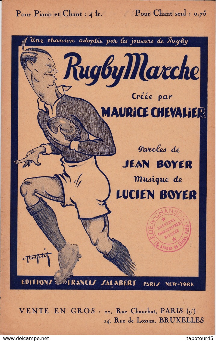 Partitions Musicales Anciennes >  Rugby Marche  "Maurice Chevalier" - Partitions Musicales Anciennes