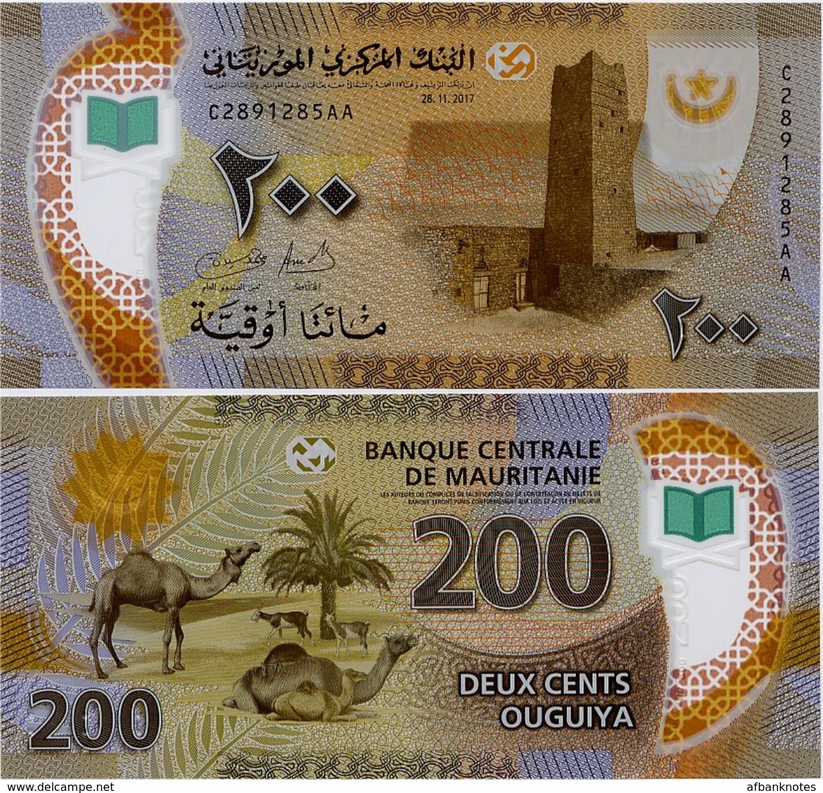 MAURITANIA       200 Ouguiya       P-New       28.11.2017 (2018)       UNC - Mauritanie