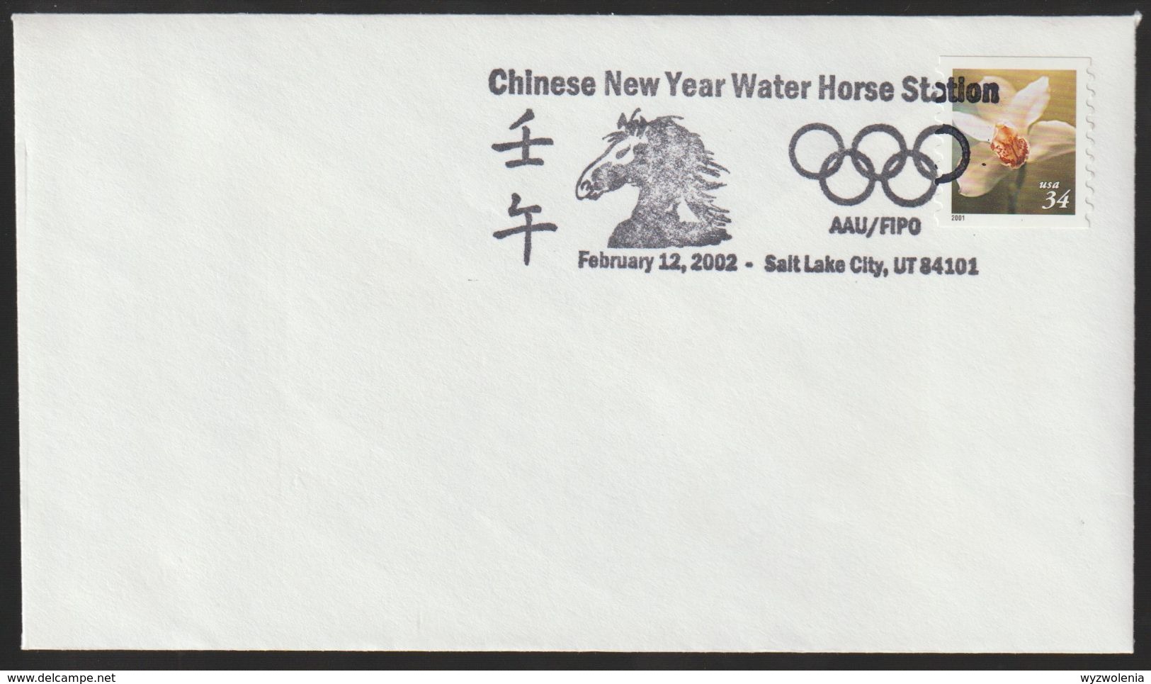 T 90) SSt USA Salt Lake City 2002: Chinesisches Neujahr, Wasser Pferd Station, Year Of Horse, Olympia - Pferde