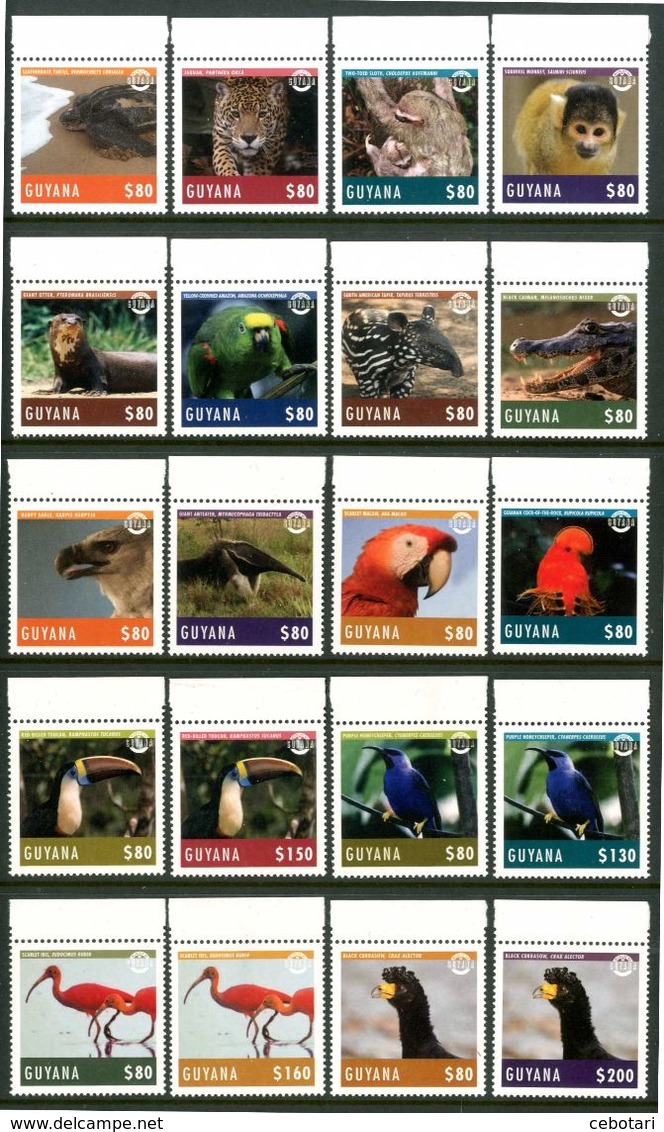 GUYANA 2014** - Wild Animals And Birds - 20 Val. (MNH)  - Come Da Scansione - Guyane (1966-...)