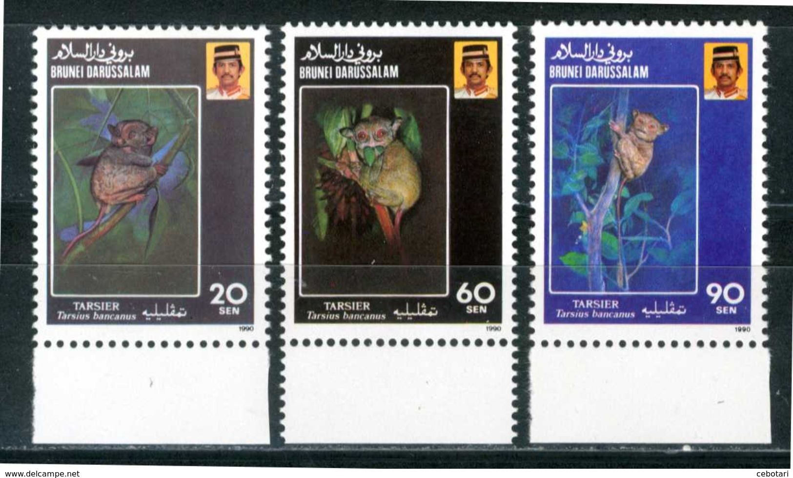BRUNEI 1990** - Tarsius Bancanus - 3 Val. (MNH)  - Come Da Scansione - Brunei (1984-...)