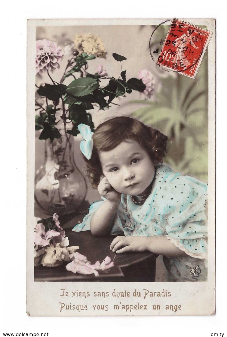 Enfant Fillette Fille Je Viens Sans Doute Du Paradis Puisque Vous M' Appelez Un Ange Cpa Fantaisie Cachet 1908 - Portraits