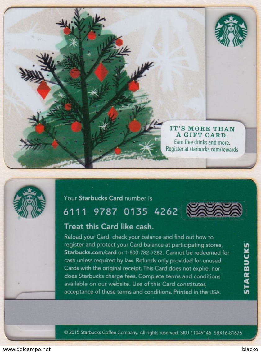 Starbucks - USA - 2015 - CN 6111 9787 Christmas Tree 2015 - Gift Cards