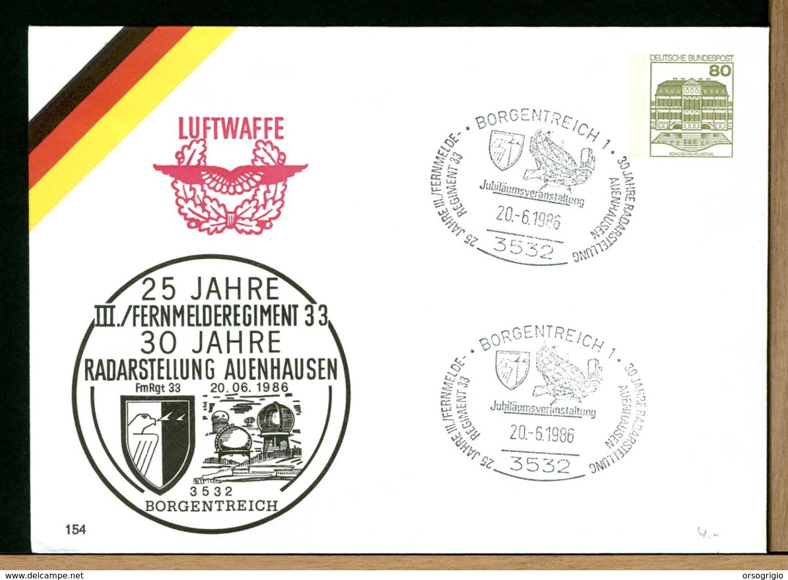 DEUTSCHE - BUNDESWEHR - 1986  BORGENTREICH - FERNMELDEREGIMENT RADAR AUENHAUSEN - Private Covers - Mint