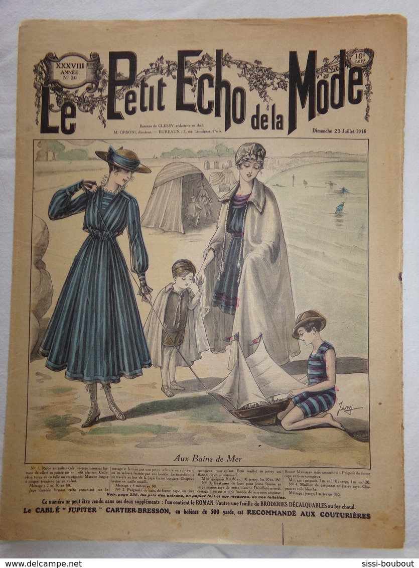 "Le Petit Echo De La Mode" Numéro: 30 De L'Année: 1916 - Mode - Modèles - Culture - Culinaire - Mode