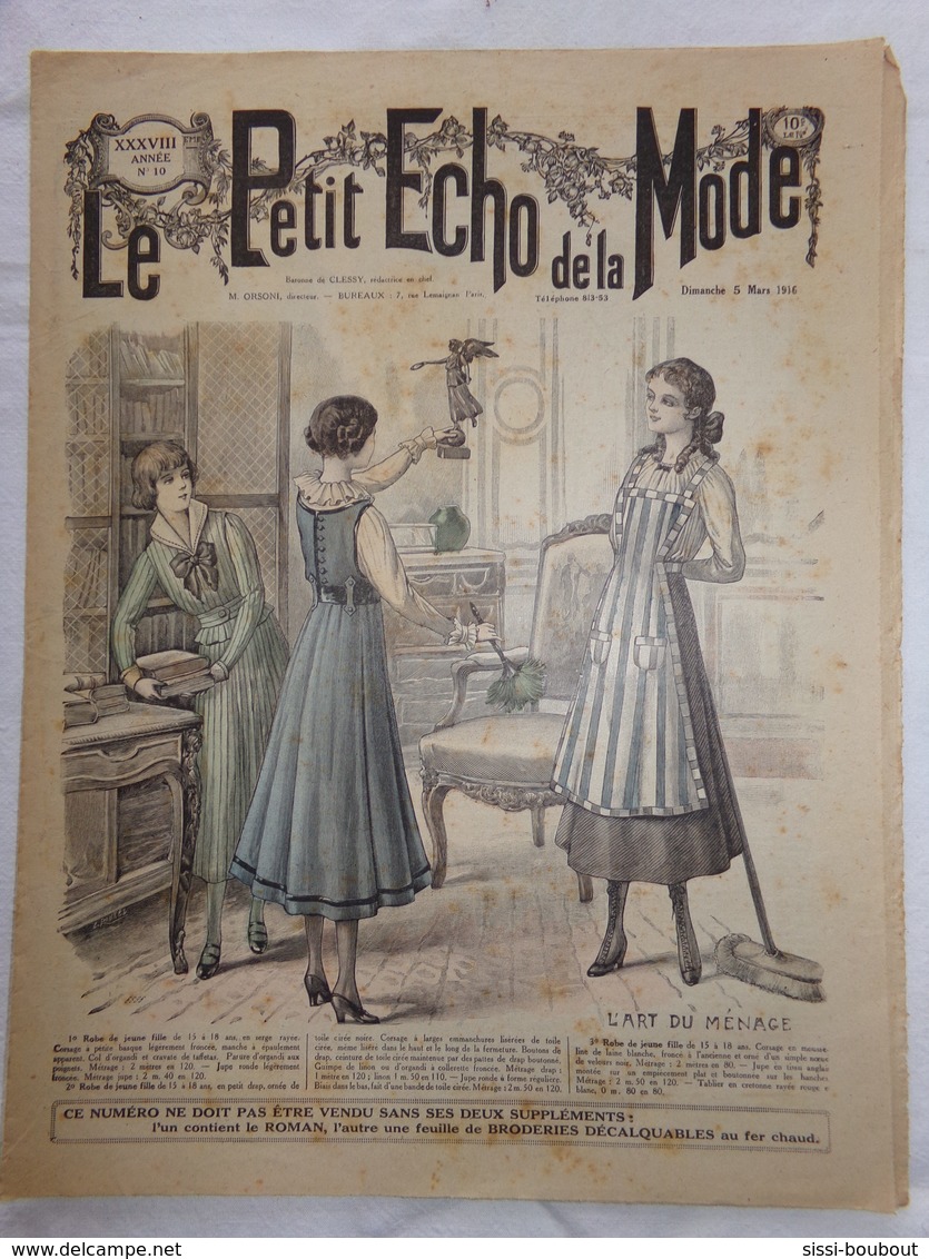 "Le Petit Echo De La Mode" Numéro: 10 De L'Année: 1916 - Mode - Modèles - Culture - Culinaire - Mode