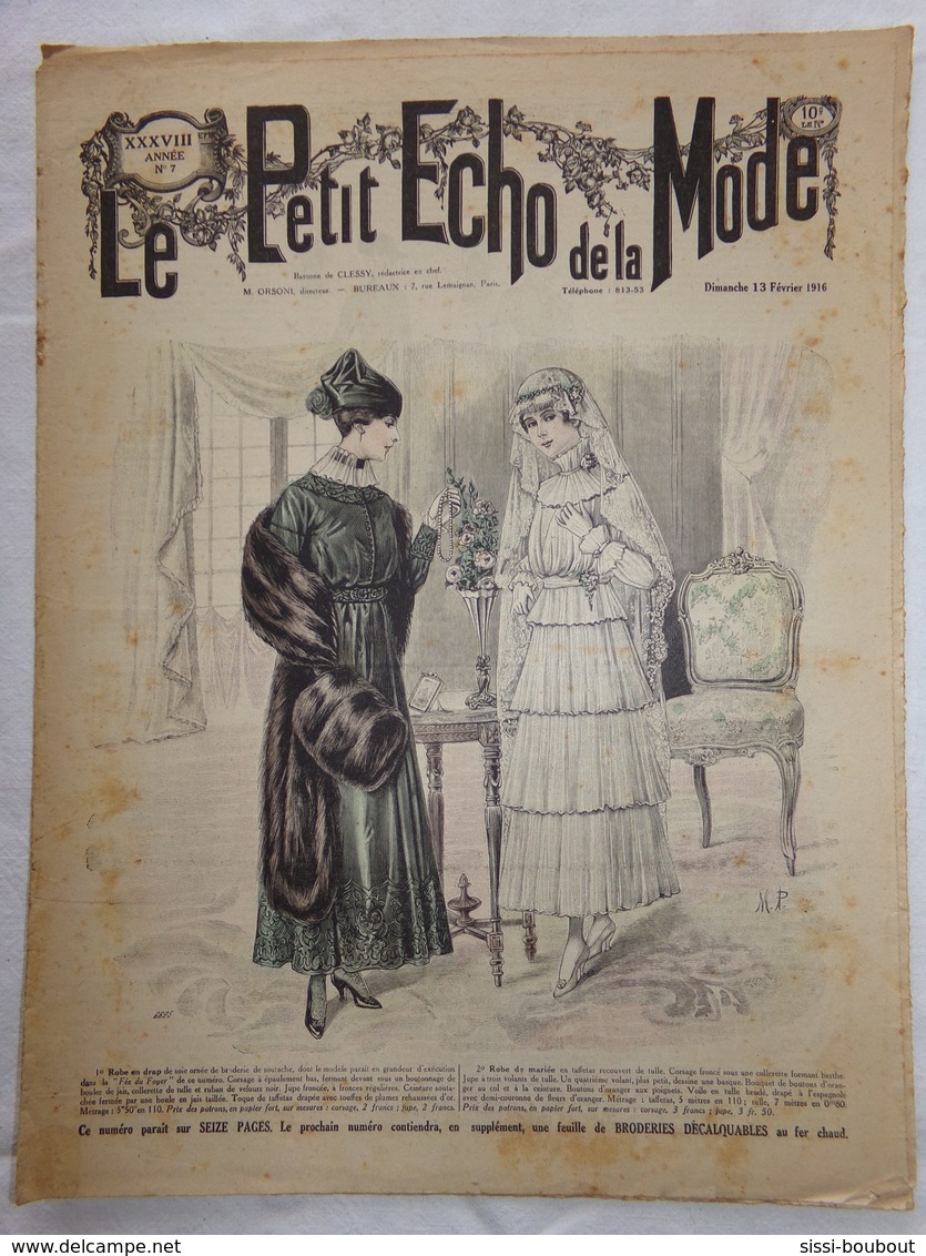 "Le Petit Echo De La Mode" Numéro: 7 De L'Année: 1916 - Mode - Modèles - Culture - Culinaire - Mode