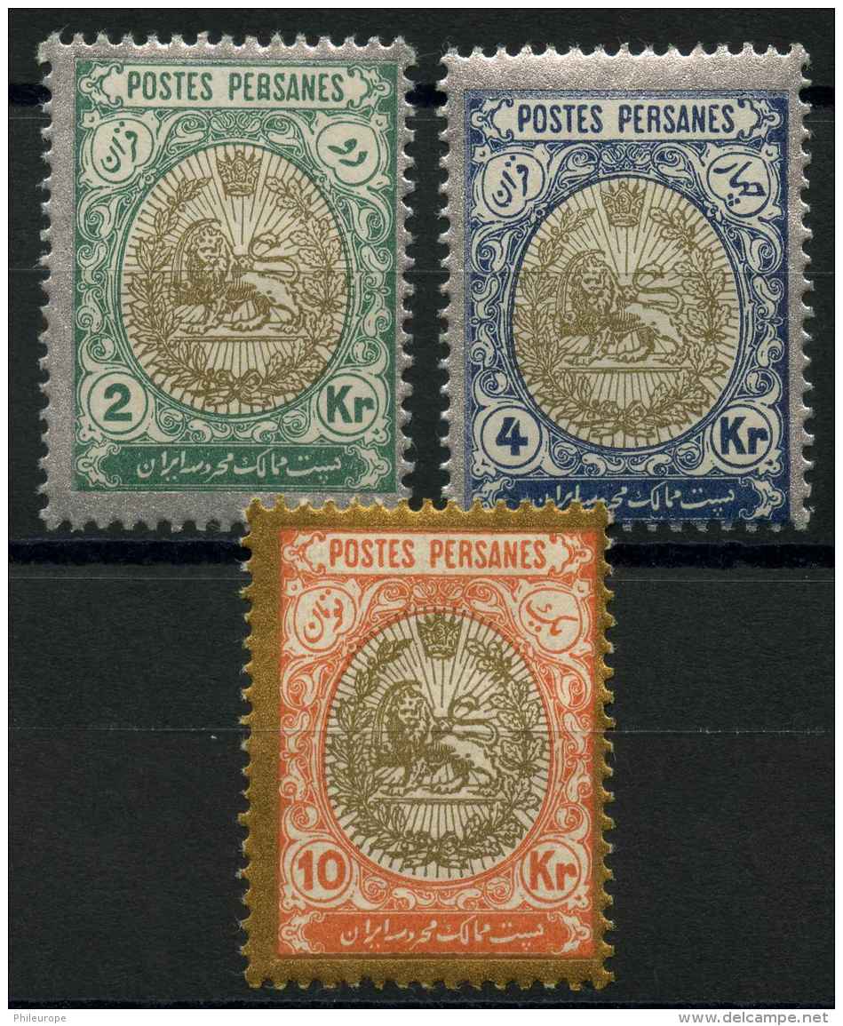 Iran (1909) N 278 + 280 + 282 (Luxe) - Iran