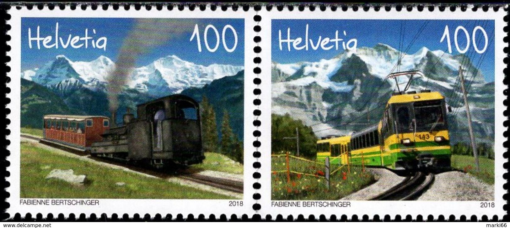 Switzerland - 2018 - 125 Years Schynige Platte Railway And Wengernalp Railway - Mint Stamp Set - Unused Stamps