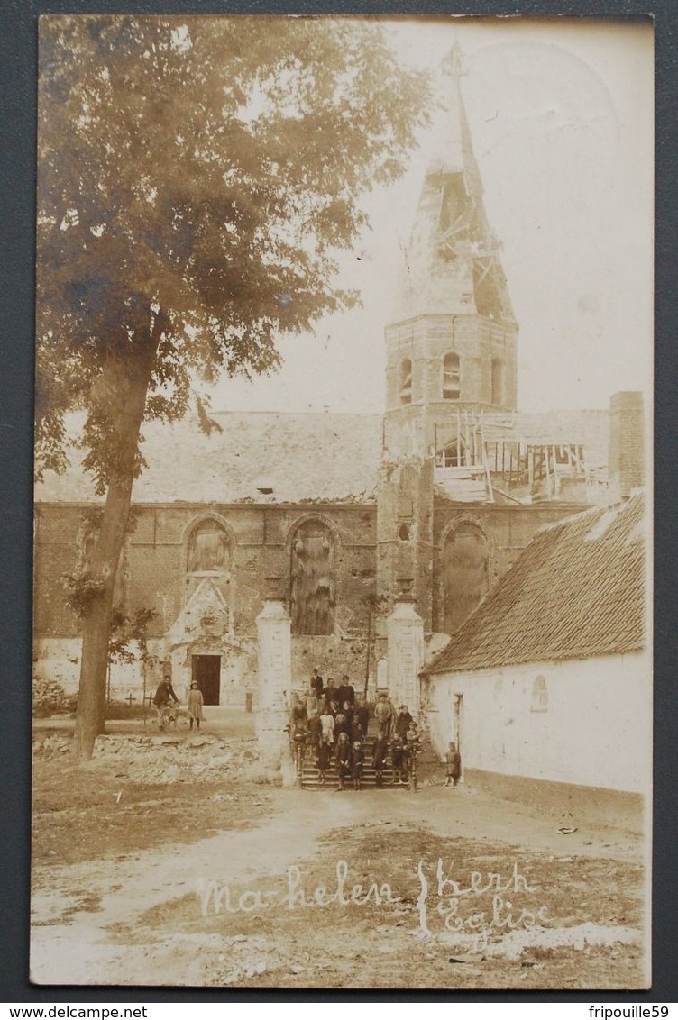 Machelen - Photo-carte - 1919 - Kerk - Eglise Endommagée - 1914-1918 - Photo A. Christiaens-Dhondt - Thielt - Machelen