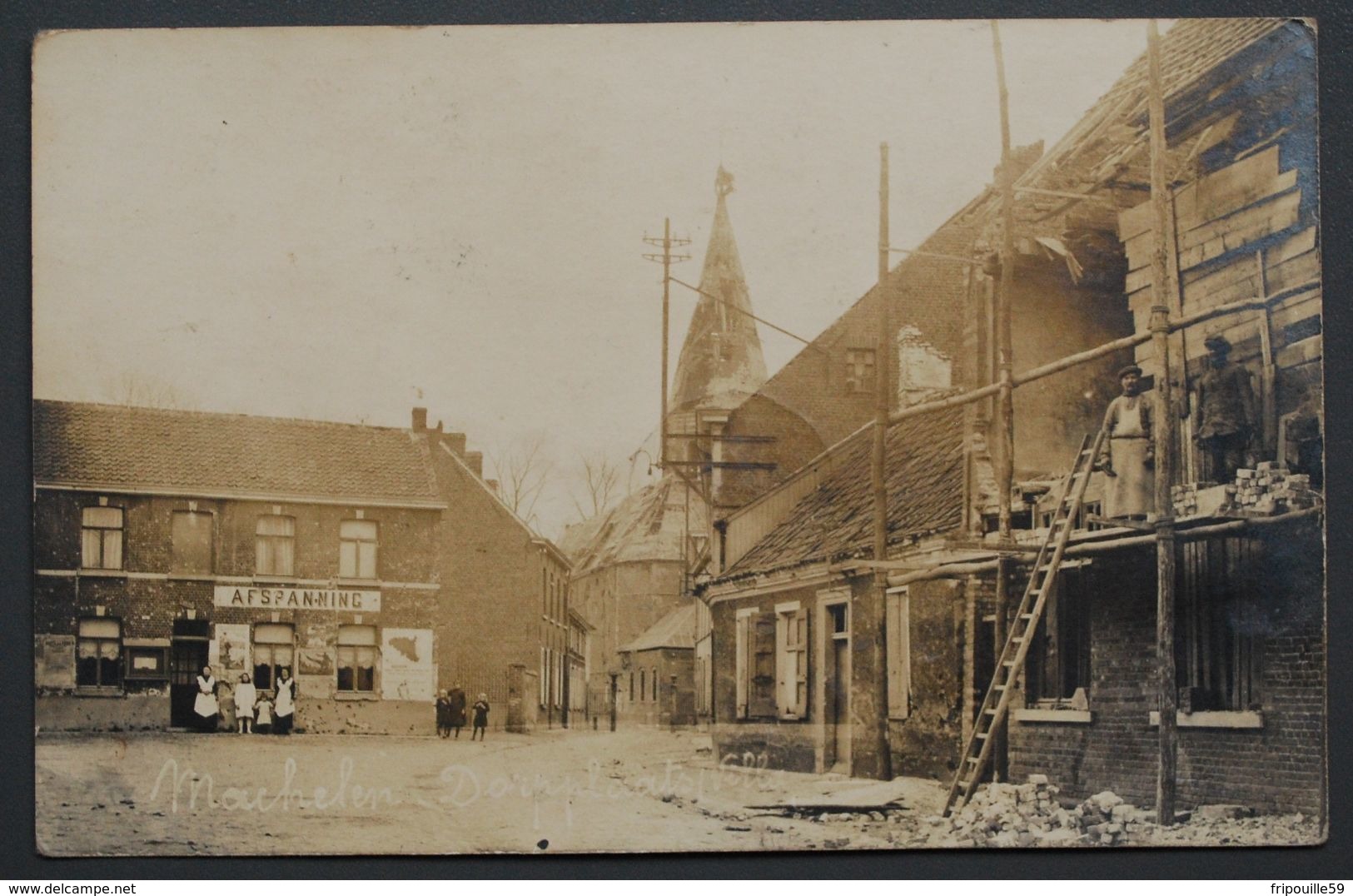 Machelen - Photo-carte - 1919 - Dorplaats - Reconstruction - 1914-1918 - Photo A. Christiaens-Dhondt - Thielt - Machelen