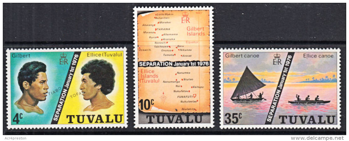 A1143 TUVALU 1976, SG 1-3  Separation Of The Islands,  MNH - Tuvalu