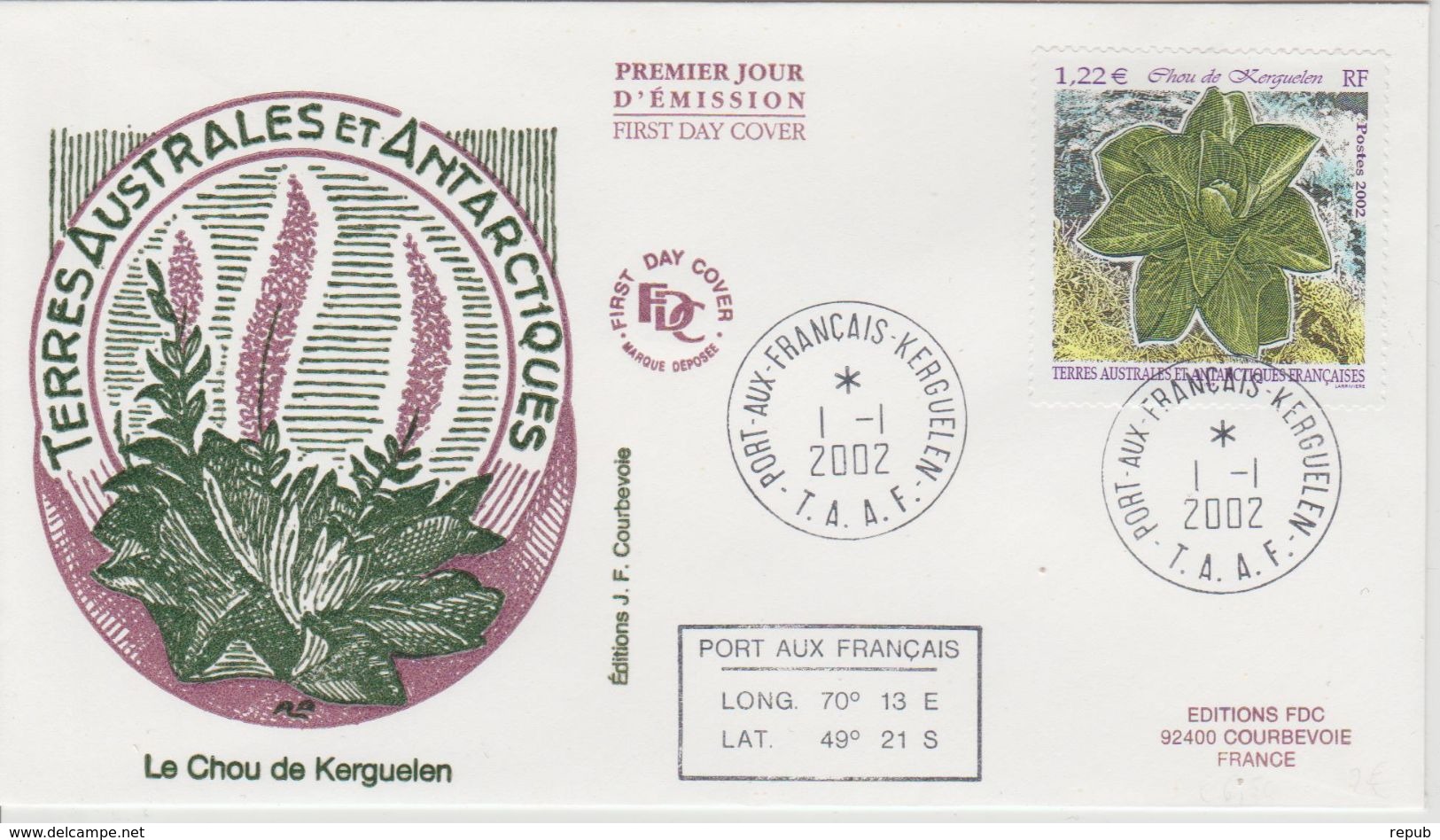 TAAF FDC 2002 Flore Chou 333 - FDC