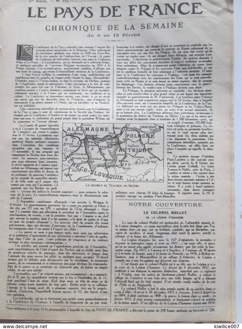 Silesie  1919 Guerre 14-18  Chronique De La Semaine    Du 6 Au 13 Février  TESCHEN  SILESIE  CAFE - Sin Clasificación