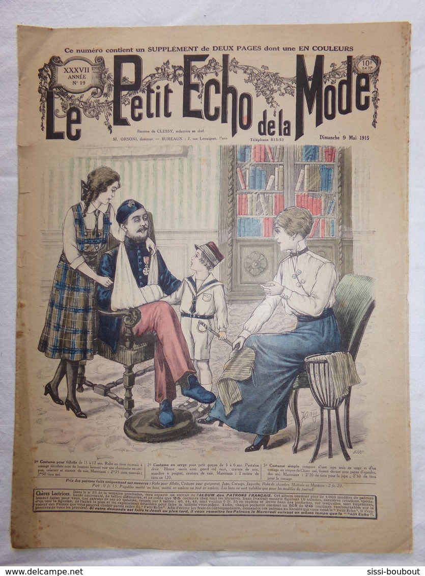 "Le Petit Echo De La Mode" Numéro: 19 De L'Année: 1915 - Mode - Modèles - Culture - Culinaire - Mode