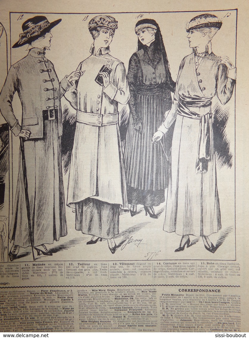 "Le Petit Echo De La Mode" Numéro: 19 De L'Année: 1915 - Mode - Modèles - Culture - Culinaire - Mode