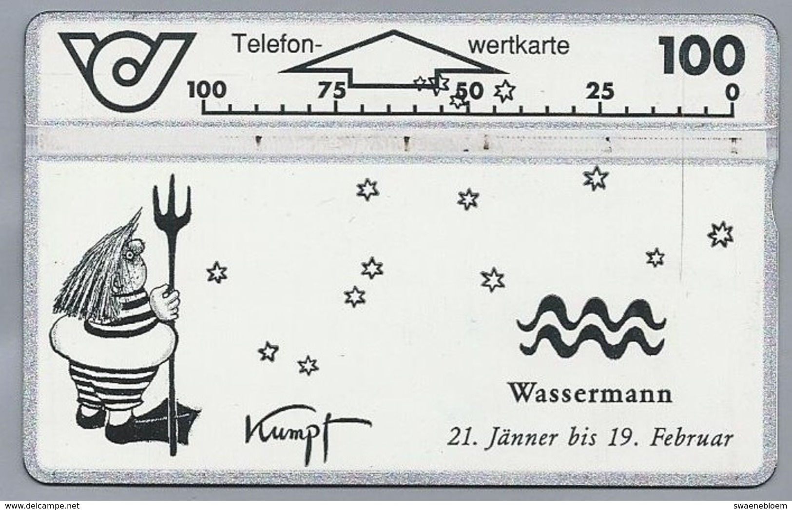 AT.- Telefoonkaart. Telefon-wertkarte. Telefonwertkarte. Wassermann 21 Jänner Bis 19 Februar. Kumpf. Oostenrijk. 232A - Zodiaque