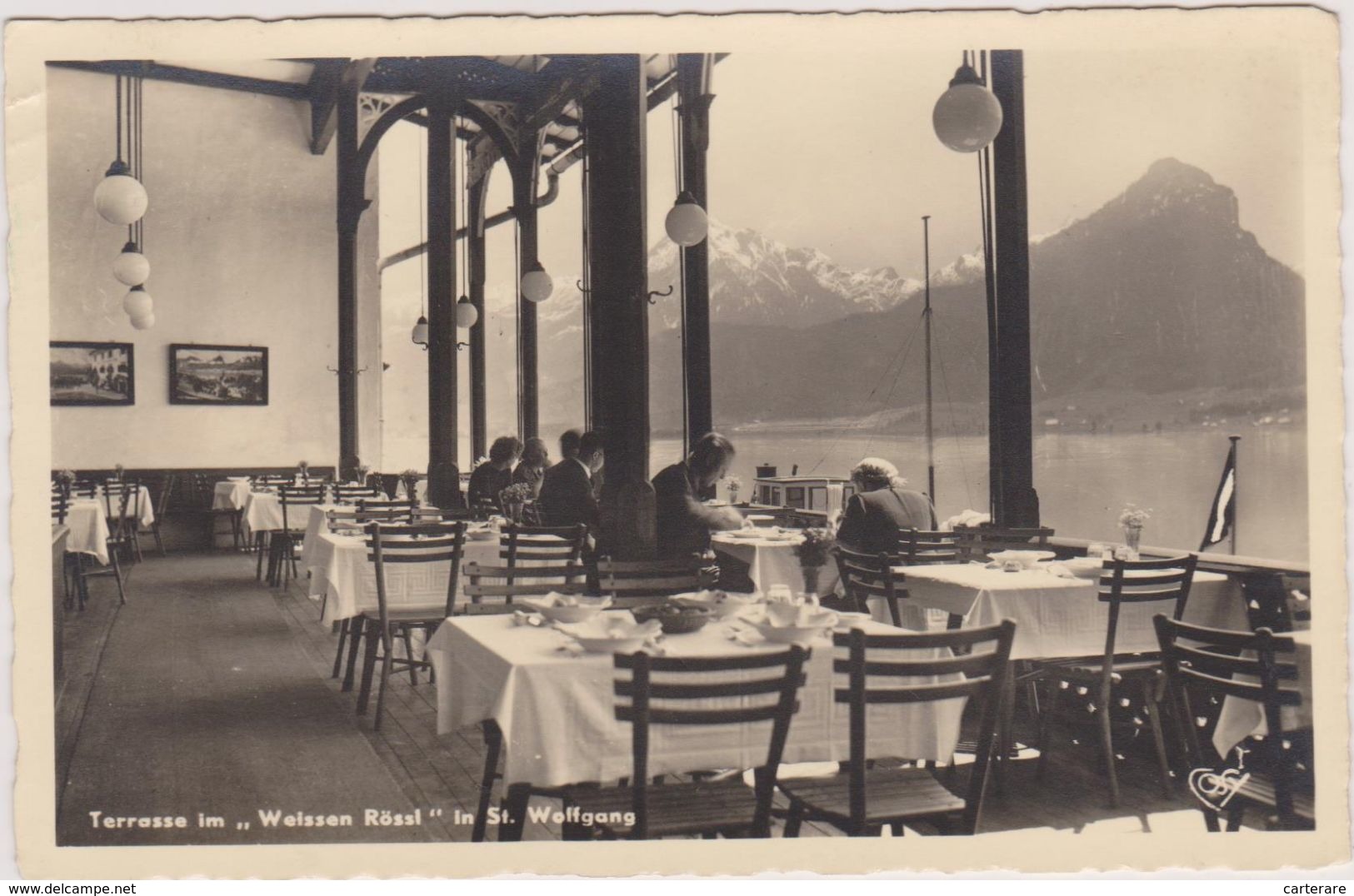 Carte Photo,autriche Et Saint Woffgang,lac Idylique,montagne  Imposante,paysage De Salzkammergut,terrasse Weissen Rossi - Autres & Non Classés