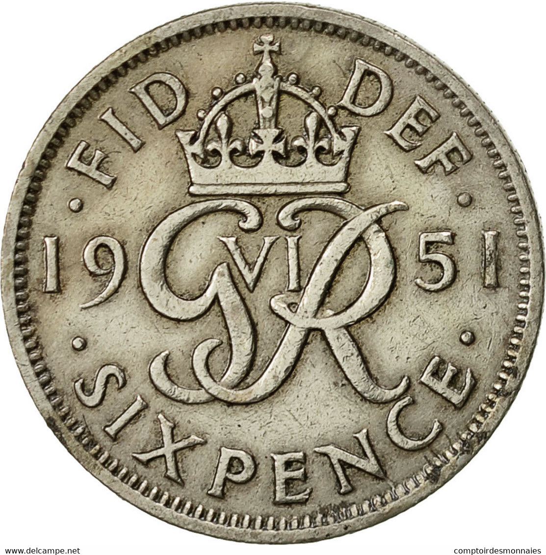 Monnaie, Grande-Bretagne, George VI, 6 Pence, 1951, TTB, Copper-nickel, KM:875 - H. 6 Pence