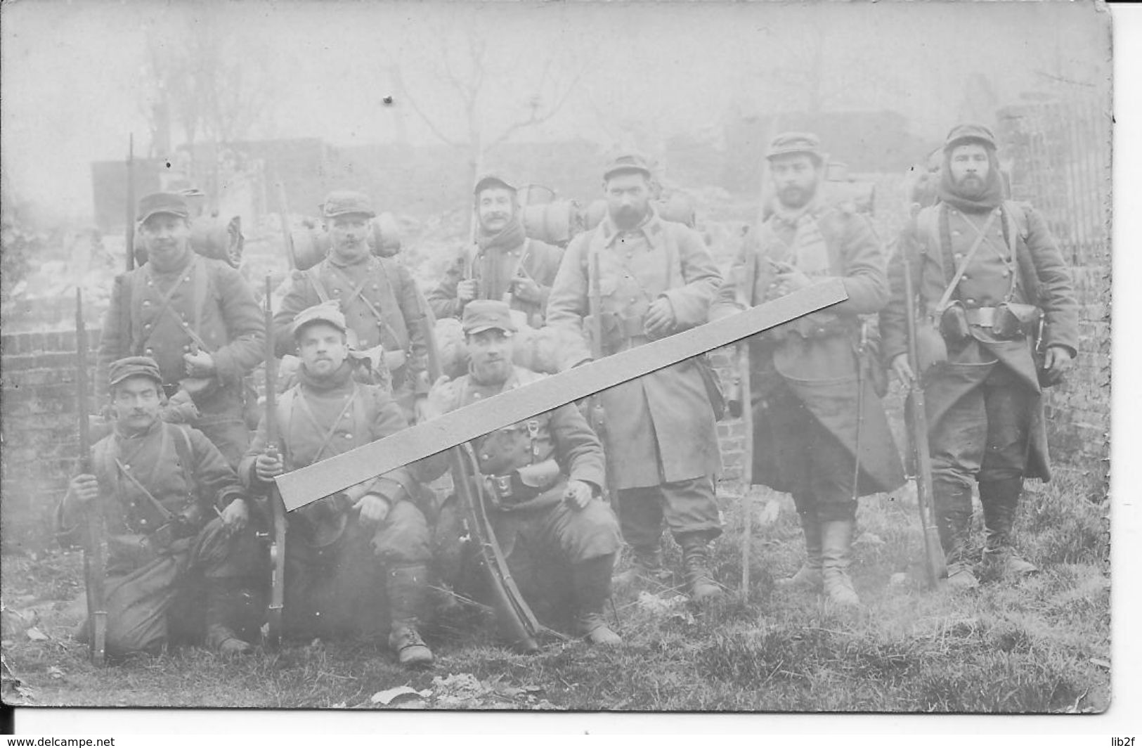 1915 Soldats Français Tenues Hivernales Régiment Seine Inférieure Baromesnil St.etienne De Baserocourt 1 Carte Photo Ww1 - War, Military