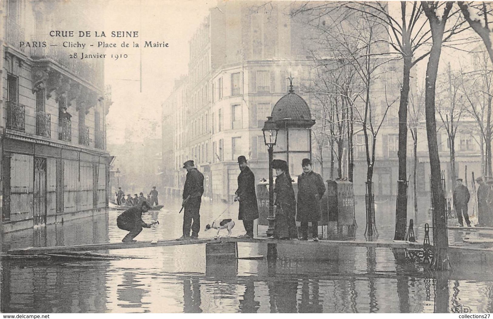 92-CLICHY- PLACE DE LA MAIRIE  ,  CRUE DE LA SEINE - Clichy