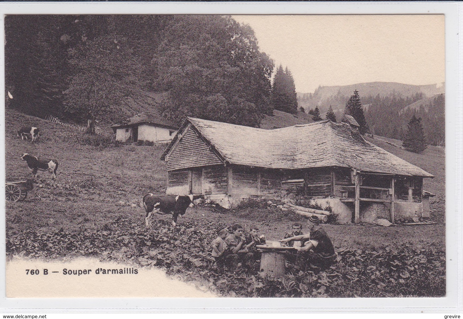 Motélon, Chalet De La Froide-Fontaine Et Son Saloir. Souper D'armaillis, Vaches - Autres & Non Classés