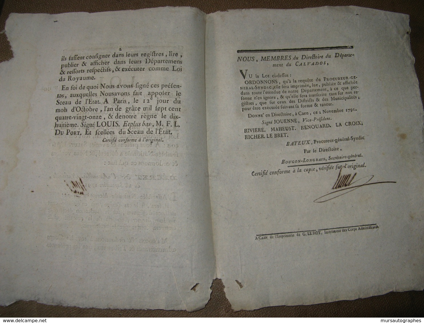 LOI RELATIVE EMISSION DES ASSIGNATS 100 MILLIONS 1791 HISTOIRE ECONOMIE REVOLUTION CAEN - ...-1889 Anciens Francs Circulés Au XIXème