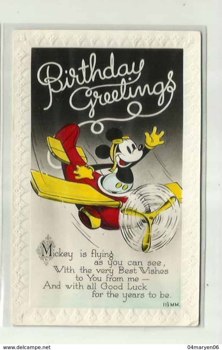 -* MICKEY MOUSE   *--""BIRHDAY  GREETINGS  "" . - Disneyworld